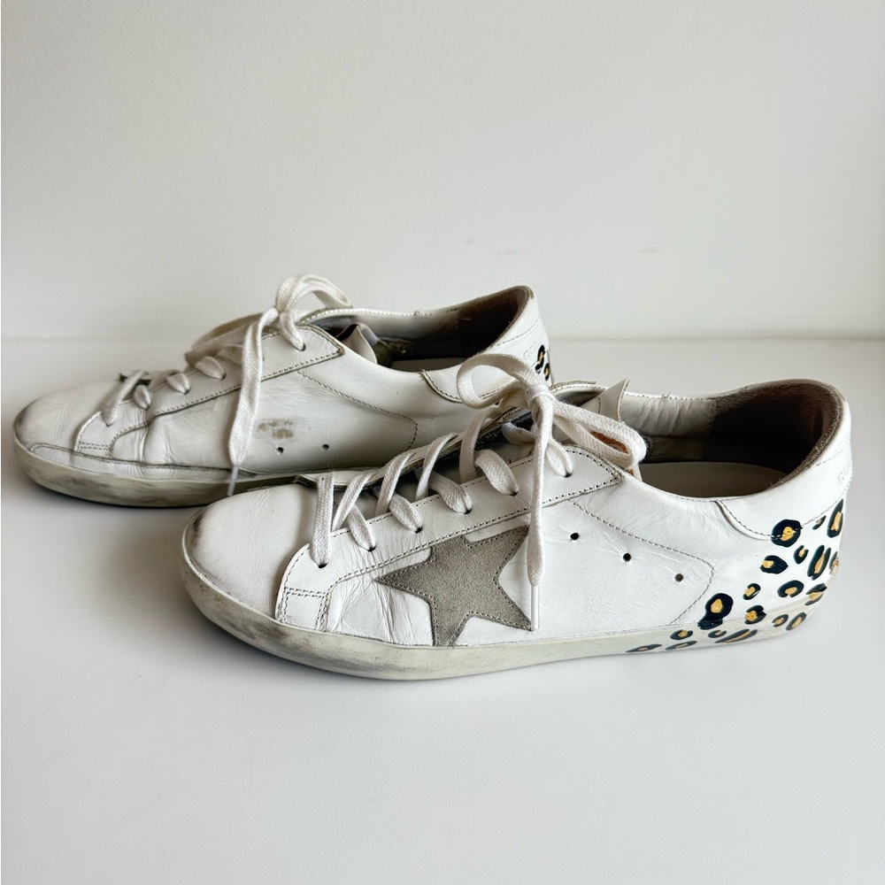 Golden Goose hand painted leopard tennis shoes great condition sz39 lmtd edition